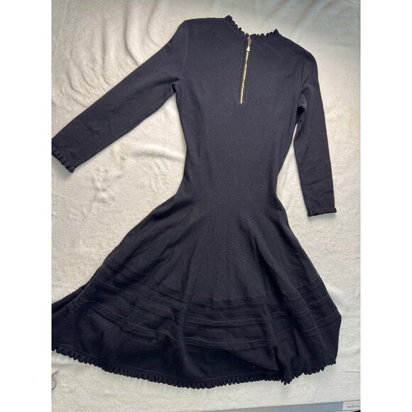 Kate Spade New York Black Pointelle Ruffle Sweater Dress Sz. XS Academia Preppy - Picture 8 of 8